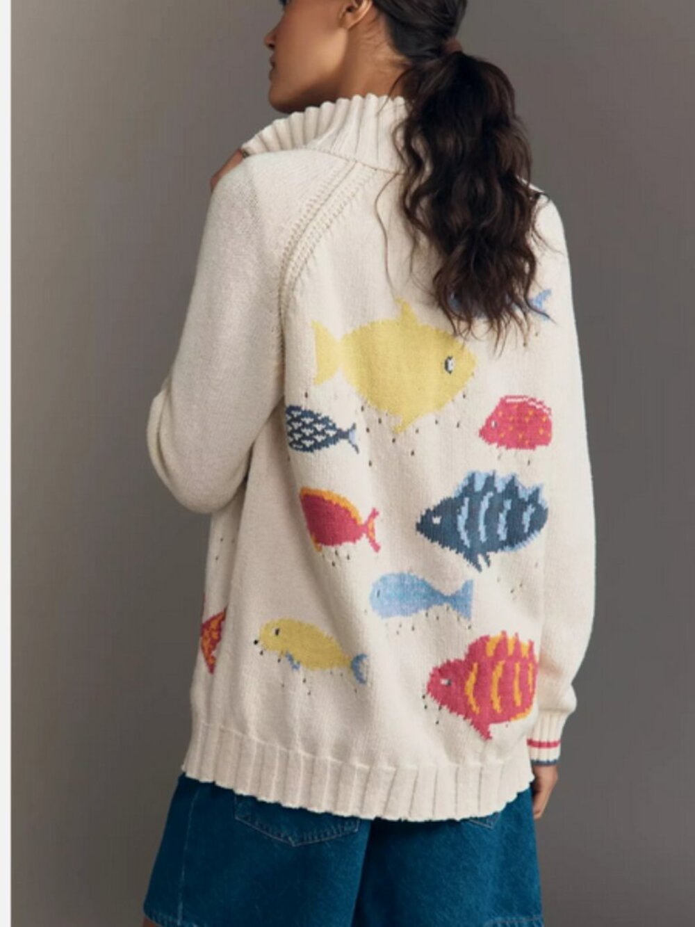 Anthropologie Pilcro Fish Icon Zip-Up Sweater Cardigan Size S NWT Small - Picture 1 of 6